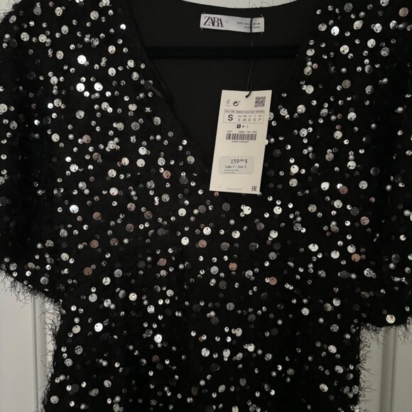 NWT Zara Limited Edition Sequin & Pearl Applique Maxi Dress - Picture 8 of 10